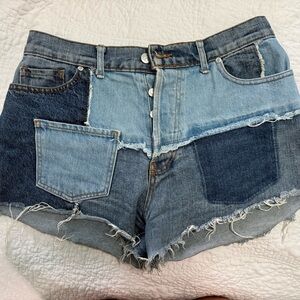 Revice Denim Patchwork Denim Shorts